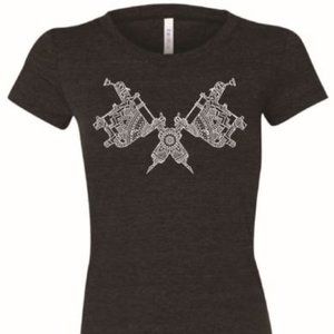 Womens Mandala Flower Crossing Tattoo Machines T Shirt XL